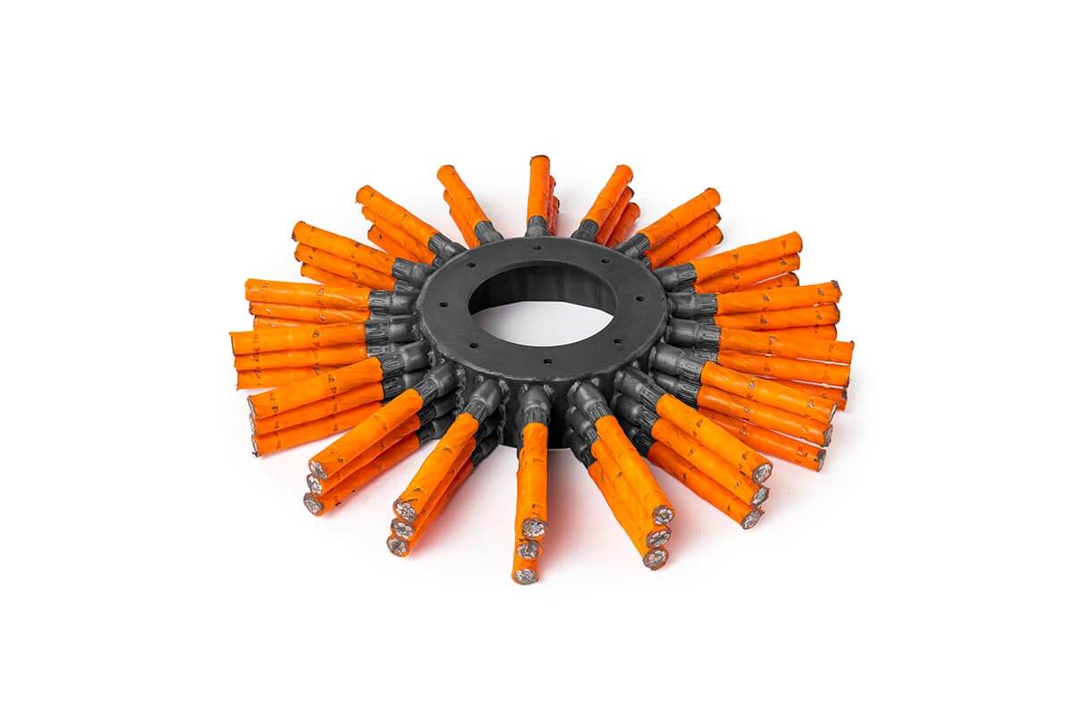 Weed brush wheel with steel cables sweeping and cleaning - KOTI